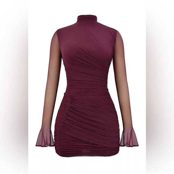 HOUSE OF CB 'Lucasta' Mulberry Gathered Mini Dress/Size M - Picture 3 of 7